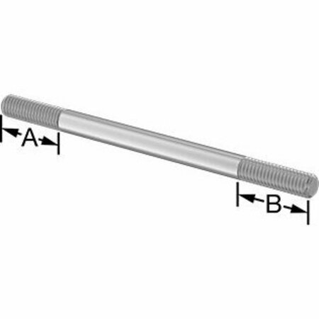 BSC PREFERRED 18-8 Stainless Steel Threaded on Both Ends Stud 3/8-16 Thread Size 6 Long 1-1/4 Long Threads 98962A440